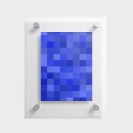 Shades of Blue Pixel Blocks Pattern Design  Floating Acrylic Print
