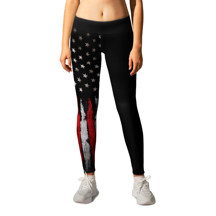 Red & white Grunge American flag Leggings by Mydream
