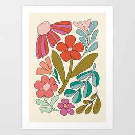 Retro Groovy Floral Art Print Art Print