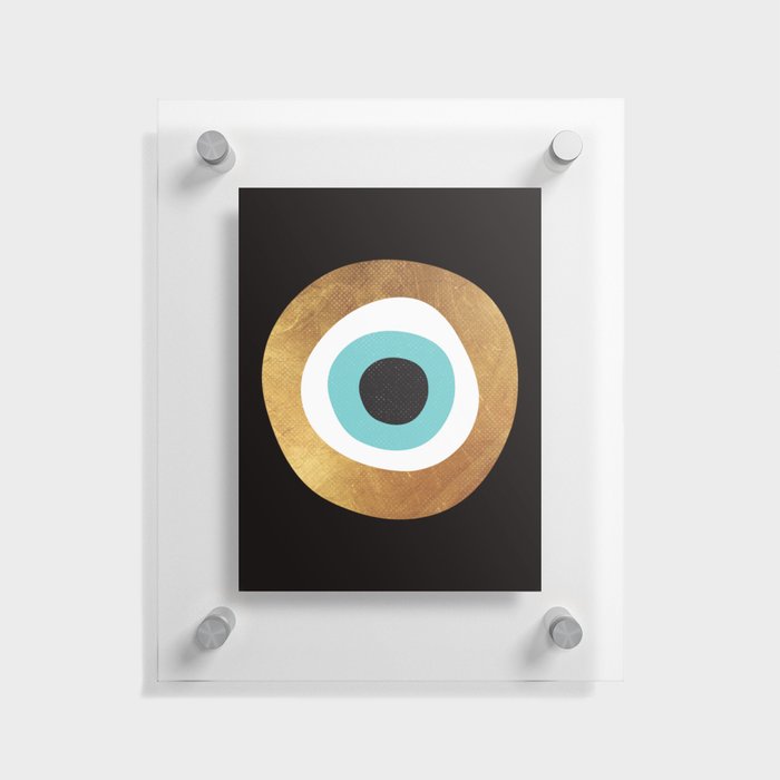 Gold Evil Eye 70s Bohemian Lucky Charm Nazar  Floating Acrylic Print