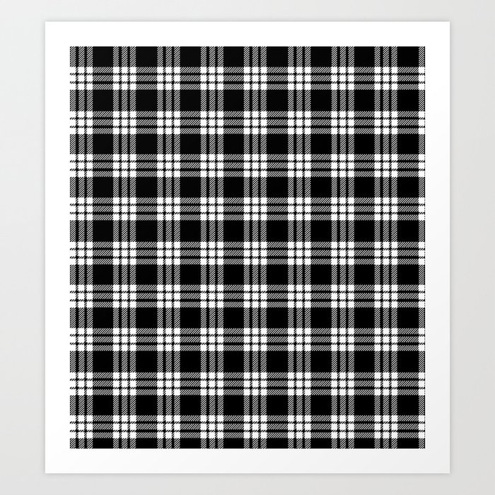 White Tartan Modern Art Print by