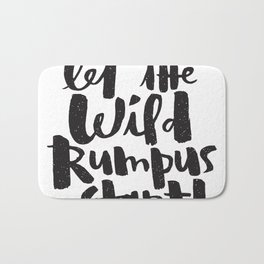 WILD RUMPUS Bath Mat | Digital, Drawing, Illustration, Typography, Lettering, Black and White 