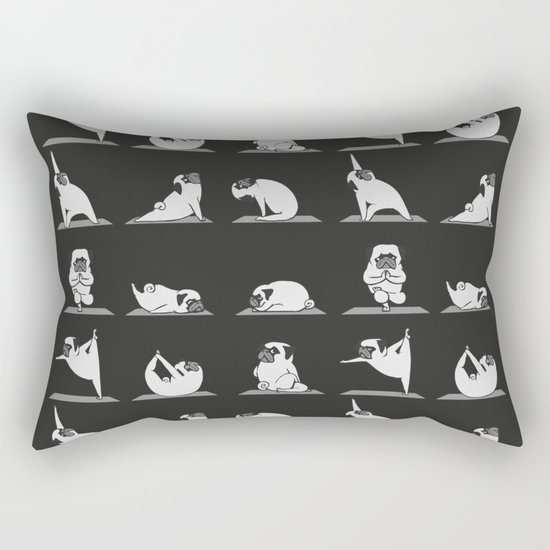 Pug Yoga B&W Rectangular Pillow