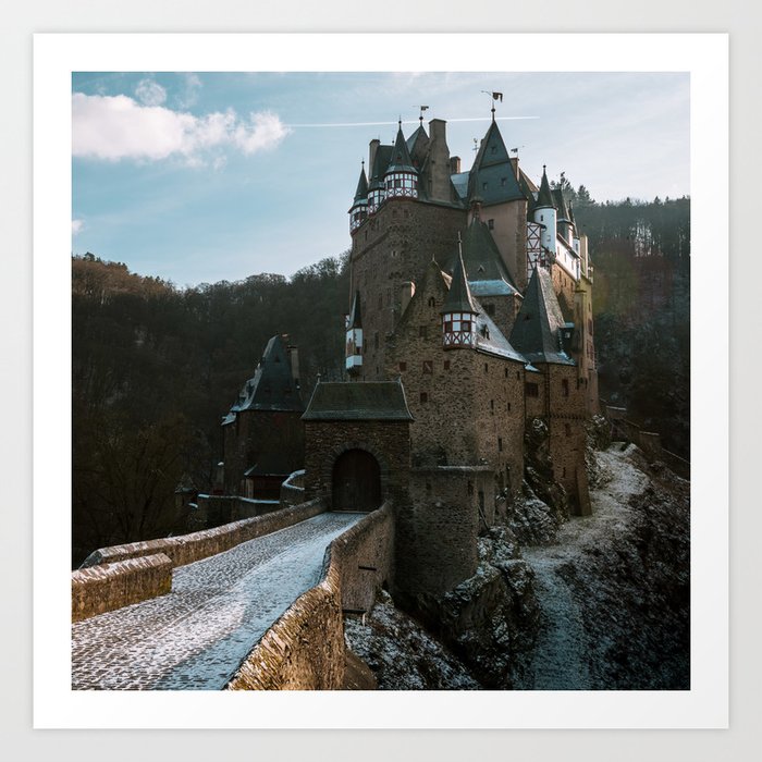 Fairytale Castle in a winter forest in Germany - Landscape and Architecture Art Print
