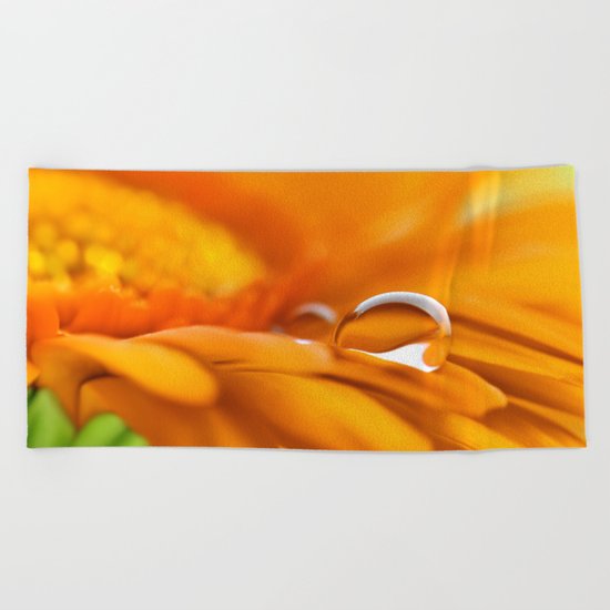 Gerbera water drops 141 Beach Towel