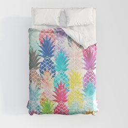 Hawaiian Pineapple Pattern Tropical Watercolor Comforter
