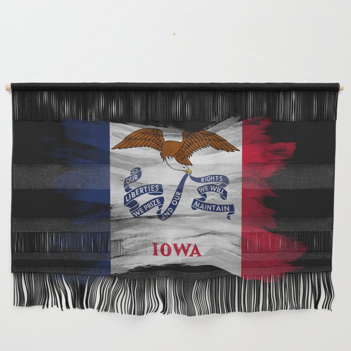 Iowa state flag brush stroke, Iowa flag background Wall Hanging