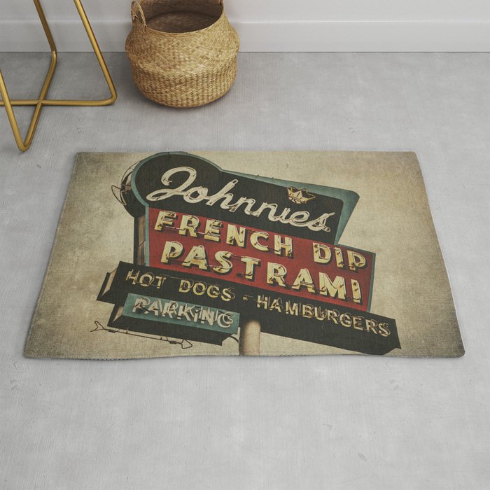 Johnnie's French Dip Pastrami Vintage/Retro Neon Sign Rug