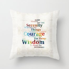 Colorful Serenity Prayer by Sharon Cummings Throw Pillow