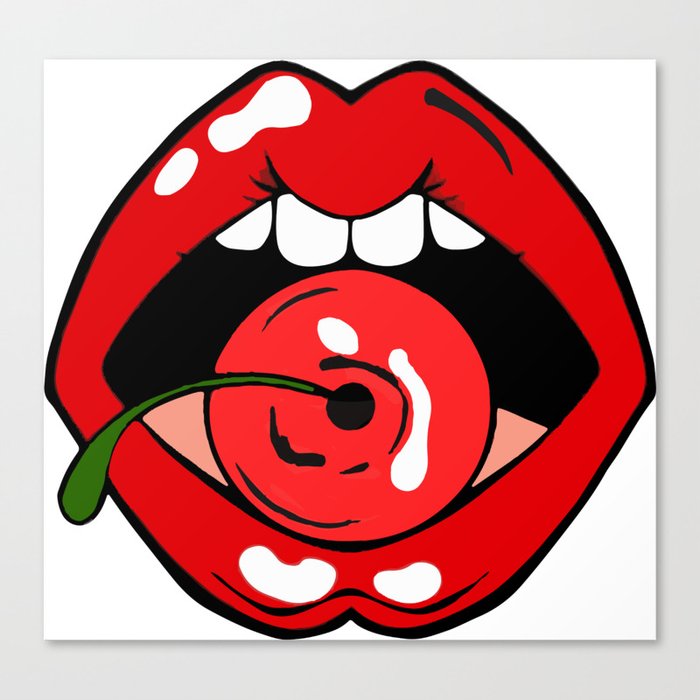 Rocketman Lips - Red Lips Cherry Canvas Print