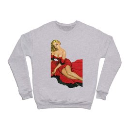 Sexy Blonde Pin Up With Red Dress Vintage Tango Spanish Crewneck Sweatshirt