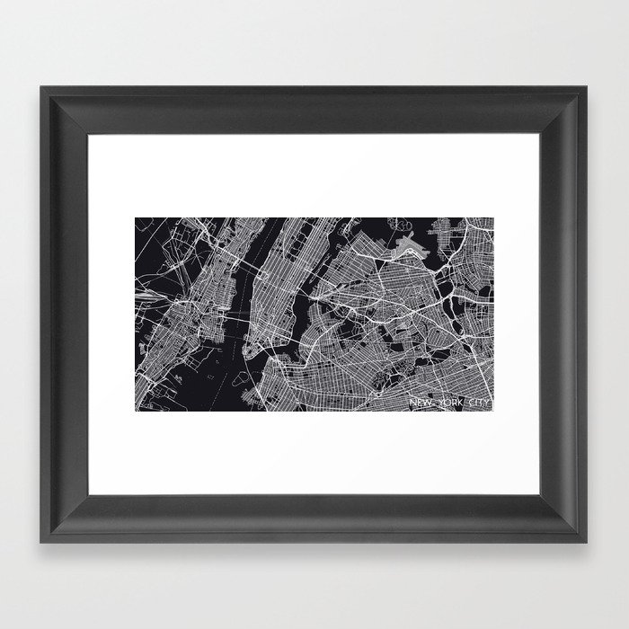NEW YORK CITY MAP Framed Art Print