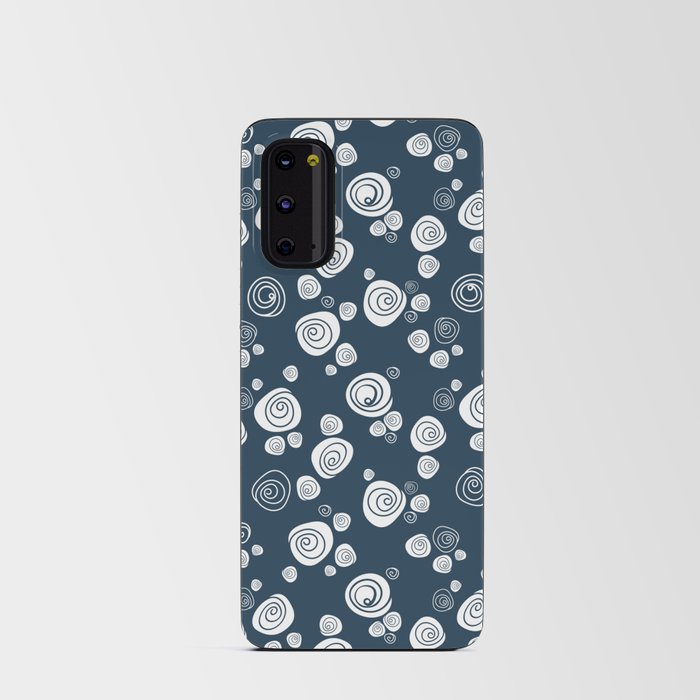 Simple white rose pattern on navy blue Android Card Case