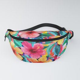 OTT Maximalist Hawaiian Hibiscus Floral with Stripes Fanny Pack