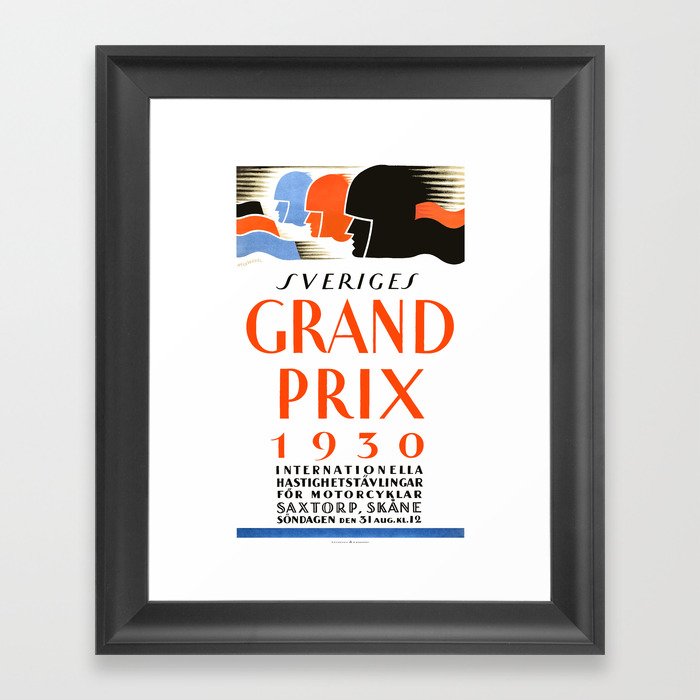 1930 SWEDEN Motorcycle Grand Prix Poster Framed Art Print