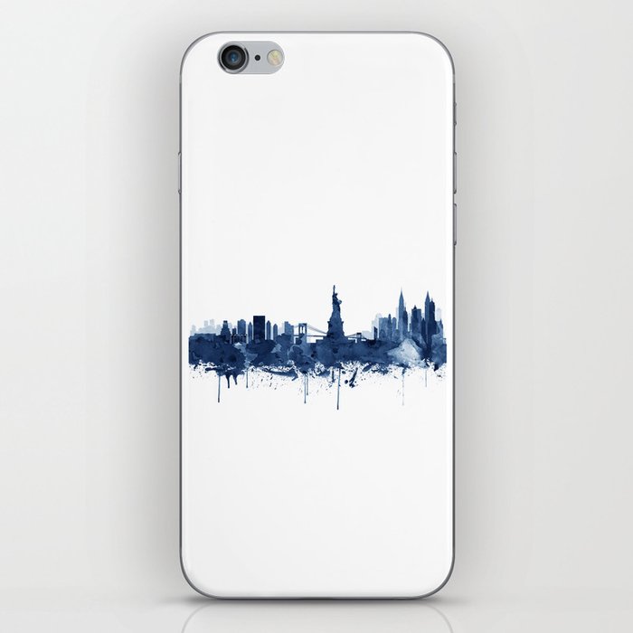 New York City Skyline Watercolor Blue, Art Print By Synplus iPhone Skin