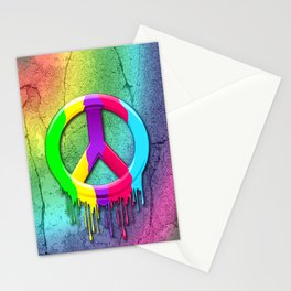 Peace Symbol Dripping Rainbow Paint Stationery Cards