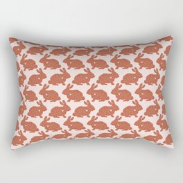 Floral Bunnies with 'Heart' - Orange on Light Rectangular Pillow