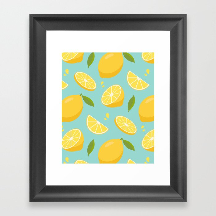 Adorable Lemon Pattern Framed Art Print