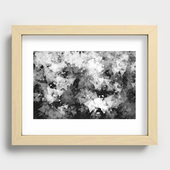 Snow (monochrome geometric abstract) Recessed Framed Print