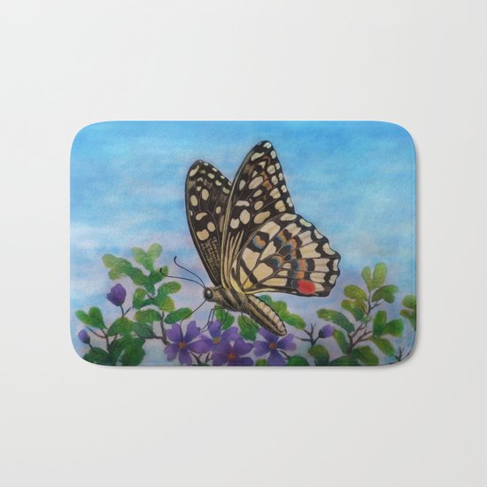 Chequered swallowtail Bath Mat