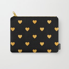 Glitter Gold Heart Pattern on Black Silk Background Carry-All Pouch