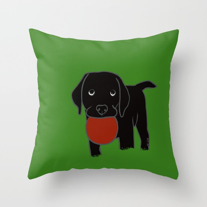 Black Lab Puppy Throw Pillow | Drawing, Digital, Black-lab, Lab, Dog, Puppy, Labrador, Labrador-retriever, Lab-puppy, Gifts