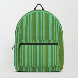 [ Thumbnail: Aquamarine and Green Colored Stripes/Lines Pattern Backpack ]