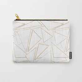 Minimalist Gold White Triangles Carry-All Pouch
