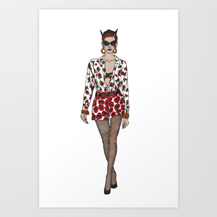 Moschino fashion illustration roses  Art Print