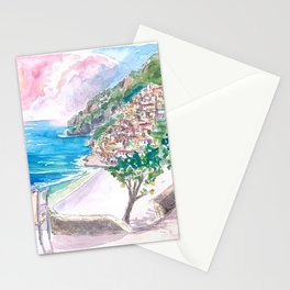 Incredible Seaview Cafe with Positano Amalfi Coast and Sea Stationery Card