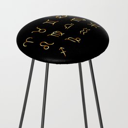 Zodiac constellations symbols in gold Counter Stool