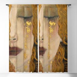 Golden Tears (Freya's Heartache) portrait painting by Gustav Klimt Blackout Curtain