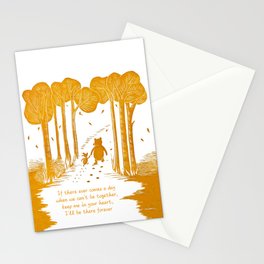 Pooh "If there ever comes a day" friendship quote linocut Stationery Card