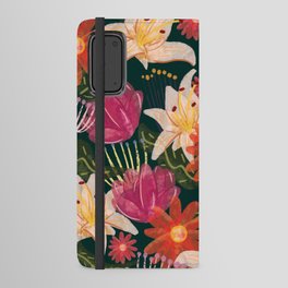 emerald watercolor floral pattern Android Wallet Case