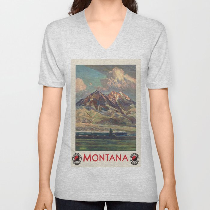 Vintage poster - Montana V Neck T Shirt