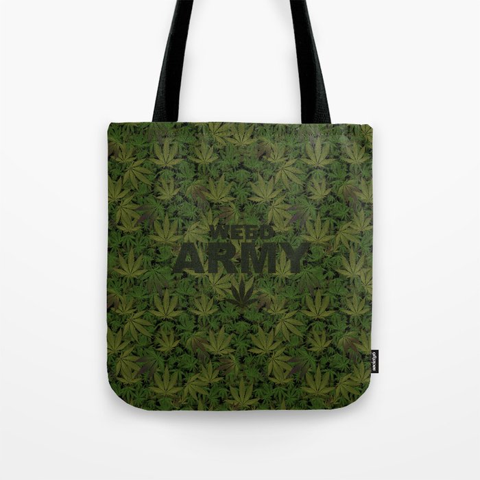 Camo Weed Army Logo. Tote Bag