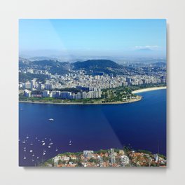 Brazil Photography - Beautiful Blue Water Separating The City Metal Print