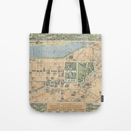 The central part of Boston, Massachusetts - Vintage Illustrated Map Tote Bag