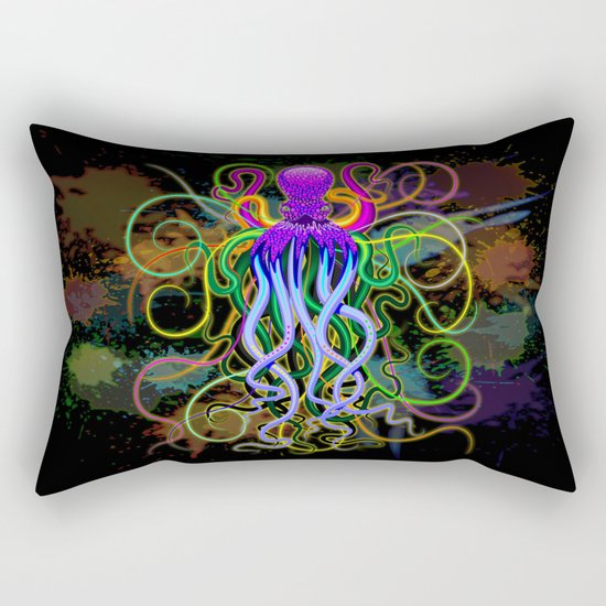 Octopus Psychedelic Luminescence Rectangular Pillow