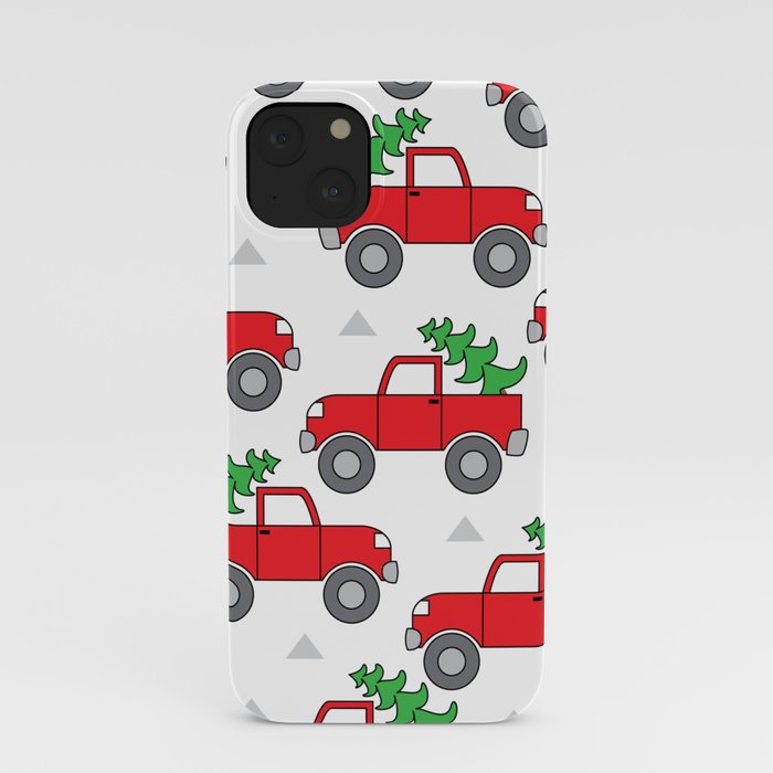 red trucks and christmas trees iPhone Case