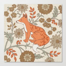 Fox and Flowers Canvas Print