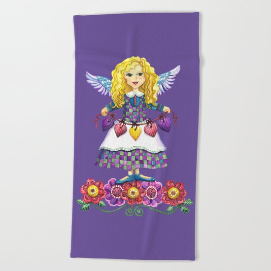 Angel Love (Purple) Beach Towel