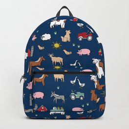 Farm animals nature sanctuary cow pig goats chickens kids gender neutral Backpack