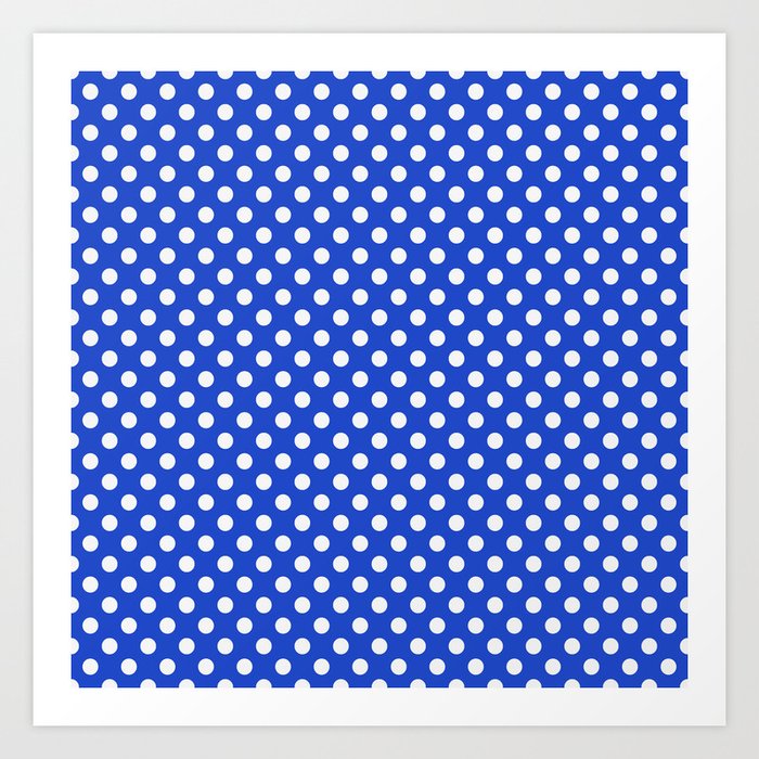 royal blue and white polka dot background