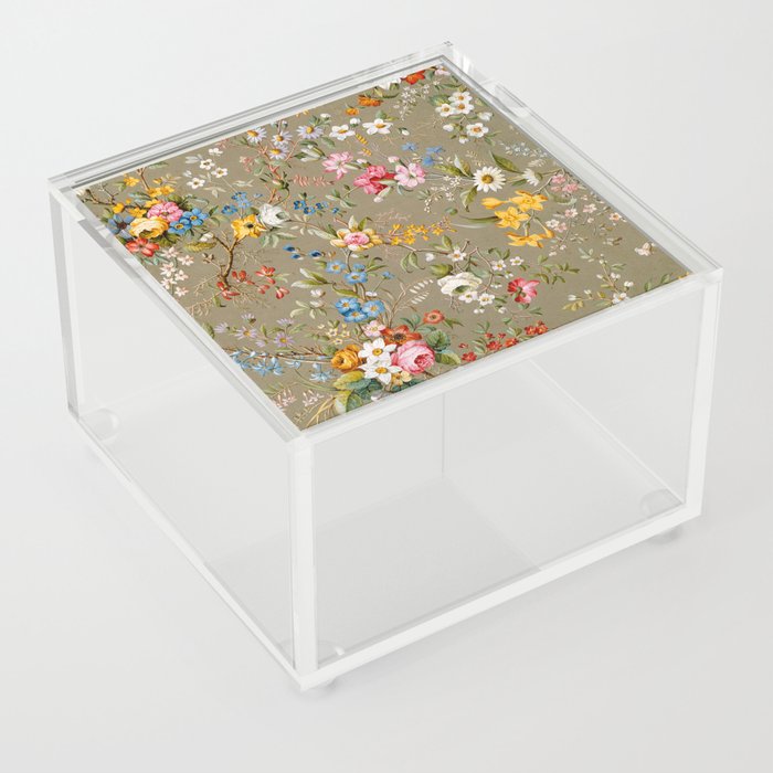 Dreamy Floral Marble End Paper 1788 William Kilburn Acrylic Box