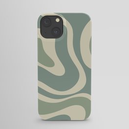 Modern Retro Liquid Swirl Abstract in Eucalyptus Green iPhone Case