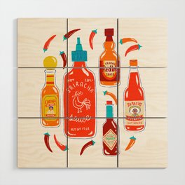 Hot Sauce and Chili Peppers Wood Wall Art