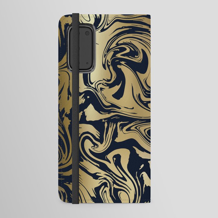 Marble Swirl in Navy and Gold Android Wallet Case