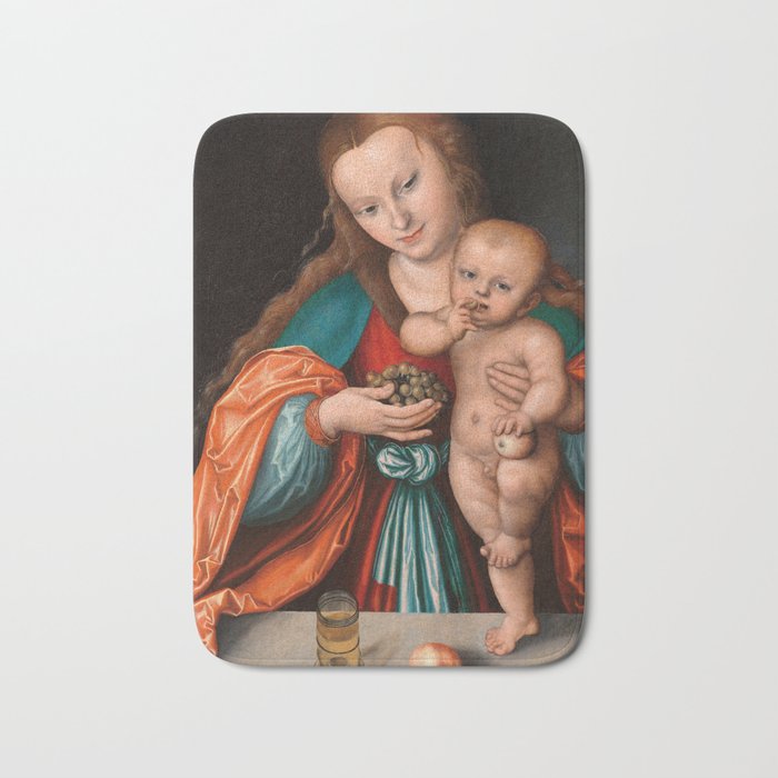 Madonna and Child, 1535 by Lucas Cranach the Elder Bath Mat